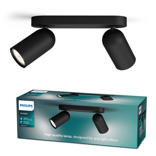 Philips Pongee 2-Light Flush Mount Spotlight - Black