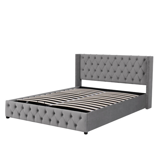 URBAN MEUBLE Velvet Series Upholstered Bed Hydraulic Storage Bed