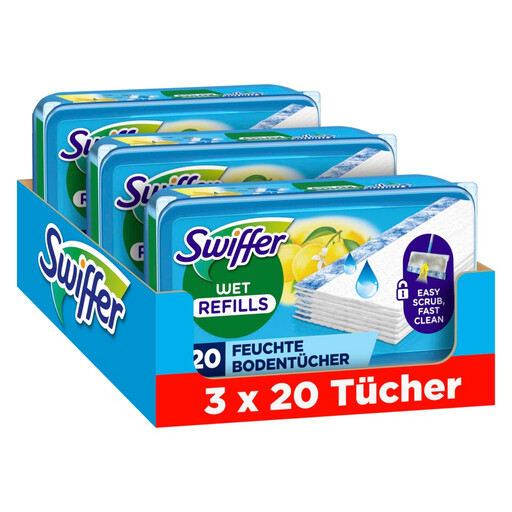 Swiffer Wet Mop Refill Pack, Citrus Fresh Scent, 60 Sheets, For Quick & Easy Cleaning of Hard Floors
