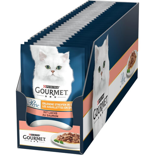 Gourmet Perle Wet Cat Food Strips with Salmon 26 x 85g