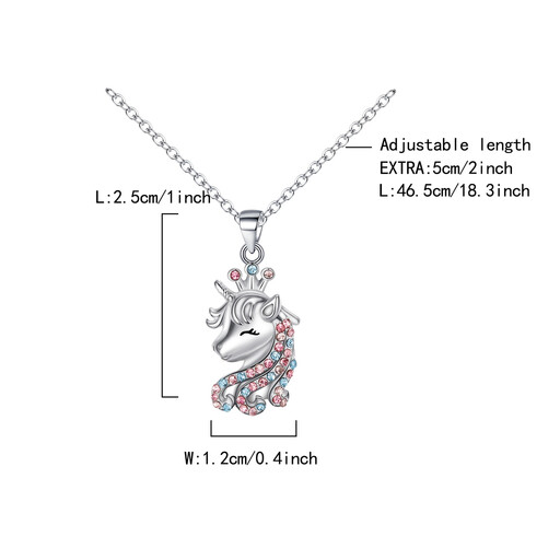 Ever Faith Rainbow Lucky Unicorn Pendant Necklace with Cubic Zirconia