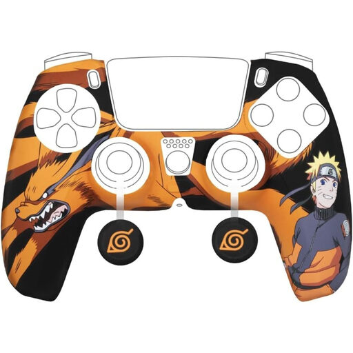 KONIX Naruto Shippuden Coque de protection pour manette PS5 DualSense - Design Kurama/Ky?bi et Naruto - Noir