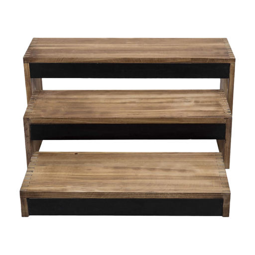 Rustic wood buffet riser set with chalkboards