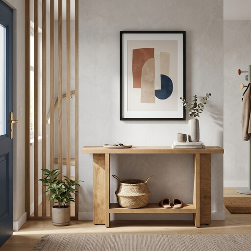 150 cm Narrow Console Table with Shelf， Hallway Table， Long Sofa Table Behind Couch for Living Room， Hallway， Entryway， Easy Assembly， Light Oak Brown