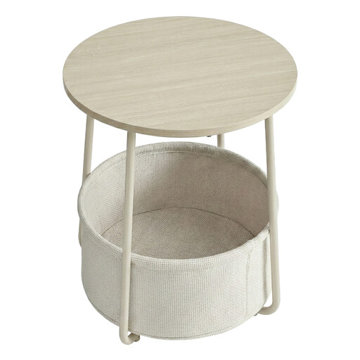 Ochama Round Side Table with Fabric Basket
