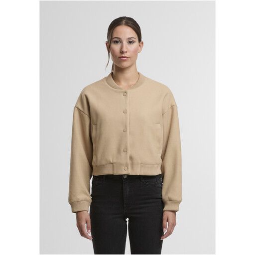 Urban Classics Ladies Faux Wool Bomber Jacket in Black with a Balloon Silhouette