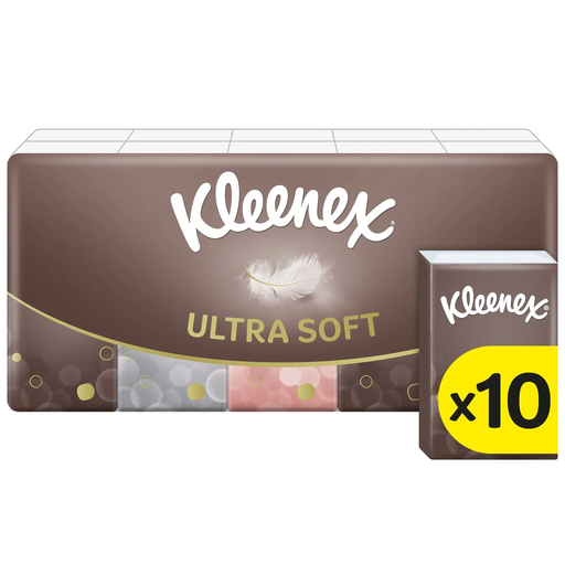 KLEENEX Ultra Soft Facial Tissues, Pocket Packs, 10 x 7 Tissues