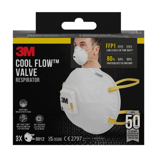 3M Pack of 3 Dust Masks with FFP1 Valve
