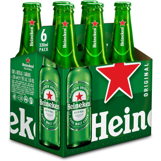 Heineken 高级拉格啤酒 6 瓶装，每瓶 0.33 L