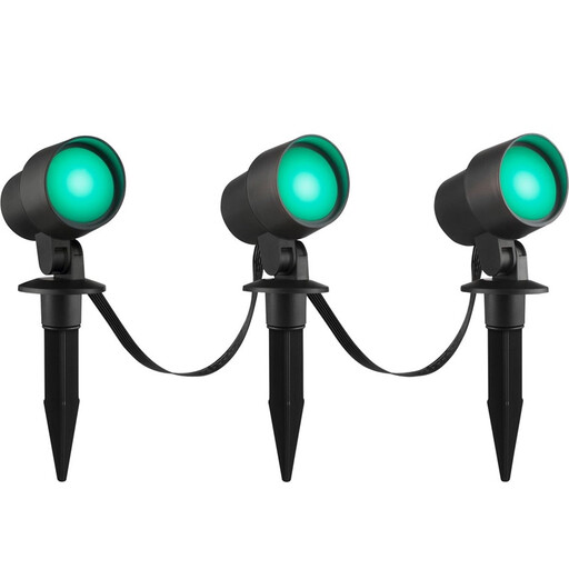 Brilliant Led Garden Spike 3-Piece Set, Dimmable, Rgb, Cct, Ip44, Black, App-Controlled