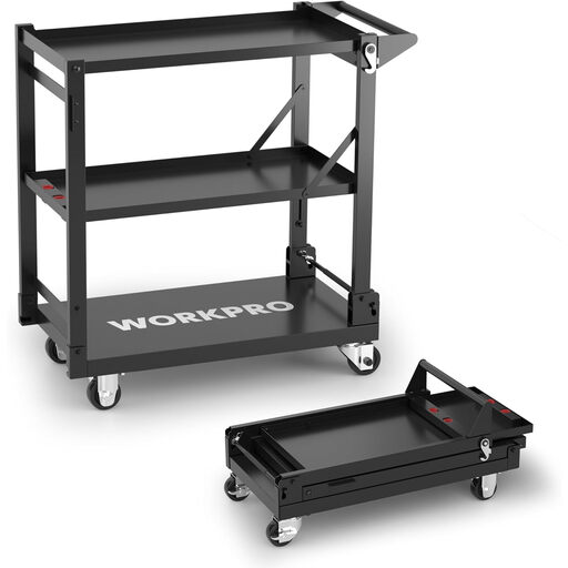 WORKPRO Utility Premium Steel Service Cart, 3-in-1 Folding