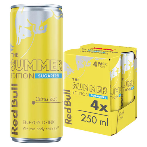 Red Bull Sugar Free Summer Edition Citrus Zest 4 x 250ml pack