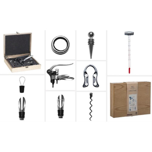 Secret de Gourmet Sommelier Gift Set – 9 pieces, wooden case