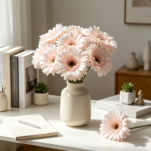 Yuejia 3Pcs 9.05in/23cmArtificial Silk Gerbera Flowers Wedding Home verandahs Table Decor Fake Daisy Chrysanthemum Party Home Decoration(pink)