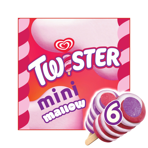 Twister Mini Mallow Ice Cream Lollies, six 50ml portions