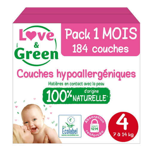Love and Green size 4, pack of 184 nappies