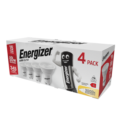 Energizer LED Spotlight GU10 Warm White 50W Non-Dimmable 4 Pack