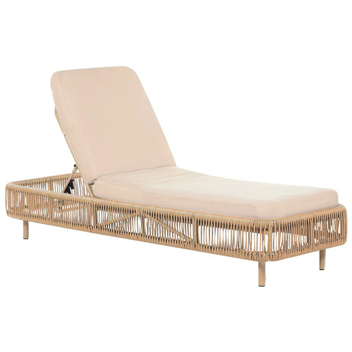 Beliani PE Rattan Reclining Sun Lounger Beige OSINI