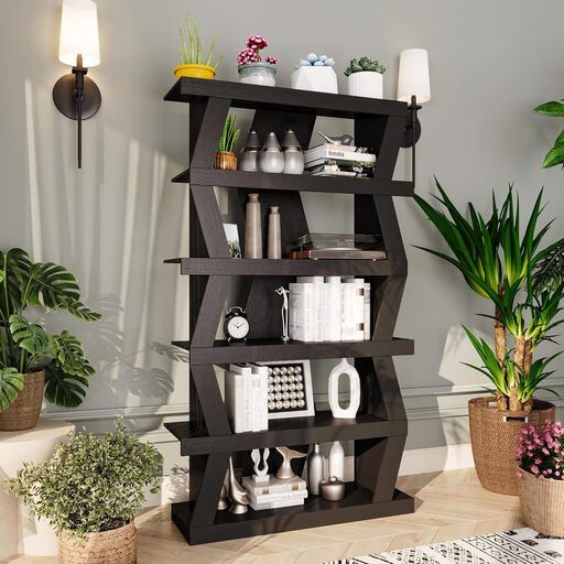 Caldion Bücherregal in Schwarz mit 10 asymmetrischen F?chern