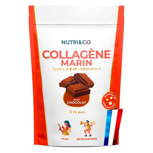 Nutri&Co Collagène Marin Type 1 2 et 3 goût Cacao 240 g
