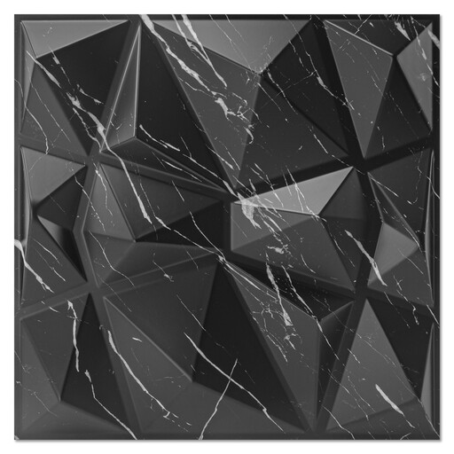 Premium 3D Diamond Pattern Wall Panels in Black Marble