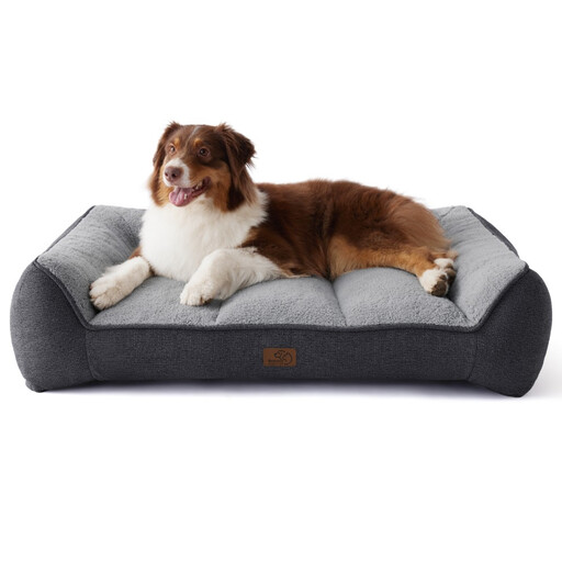 BEDSURE Pet Sofa Solid Color Large Size Dog Sofa, Charcoal Gray, 96x71x21cm L Plus