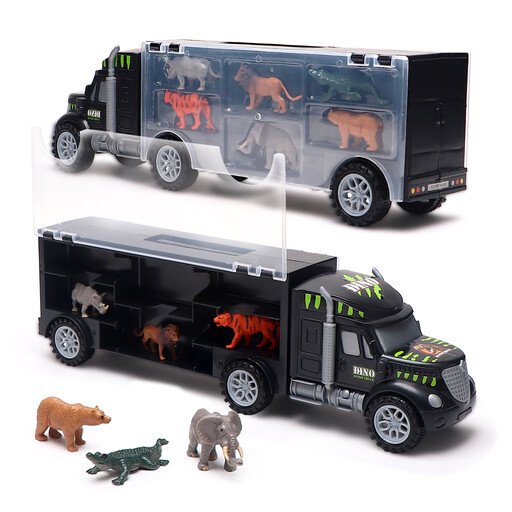 Camion Dinosaure – Transporteur Avec 15 Figurines Et Cage – Jouet T-Rex éducatif Pour Garçons 3-7 Ans