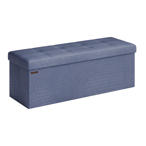 Ochama Folding Storage Chest, 43 Inch Ottoman Bench, Foot Rest for Bedroom, Living Room, Entryway, Blue, 660 lb Capacity