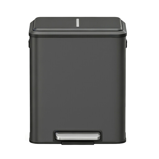 JOYFURNOS Poubelle de Tri Sélectif 2 Compartiments, Acier, Noir