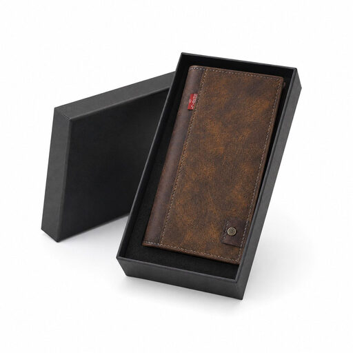 Men's long wallet in a vintage leather look with 15 card slots
