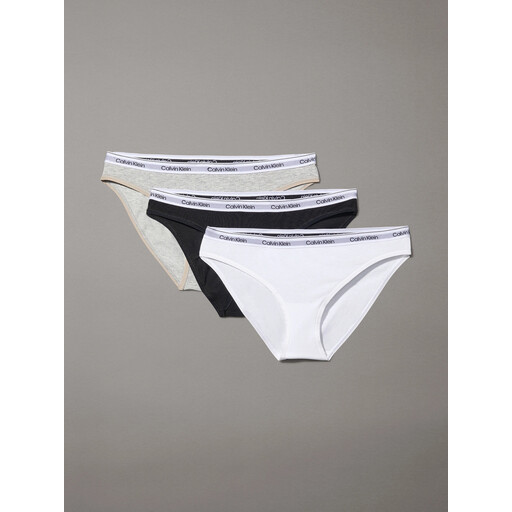 Calvin Klein - 3 Pack Bikini Briefs - Icon Logo - Black, Grey, White S