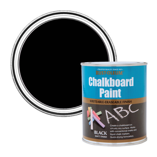 A tin of Rust-Oleum Black Chalkboard Paint 750Ml