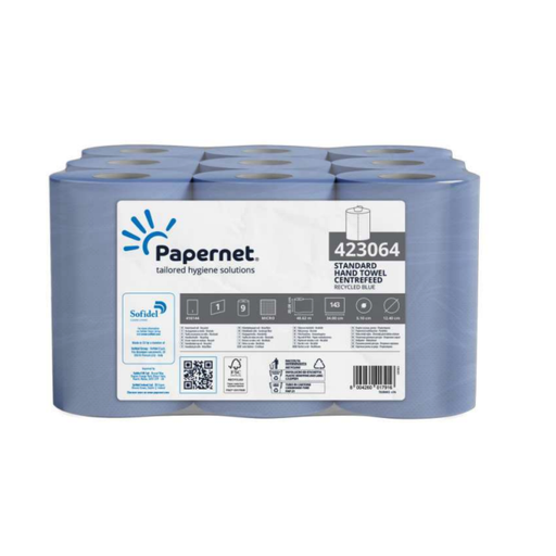 Papernet Centrefeed Hand Towels, 1 Ply Blue Rolls