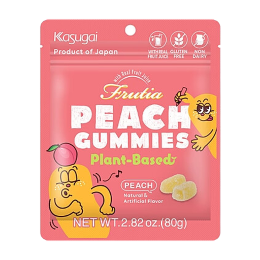 KASUGAI Frutia Peach Gummy Plant-Based 80g