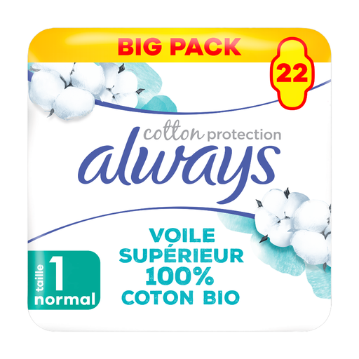 Always Cotton Protection Sanitary Pads Size 1 Normal Pack of 22 Pads