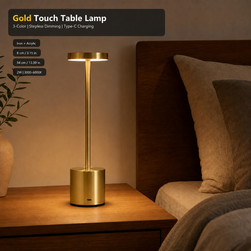 LED Cordless Table Lamp in Gold