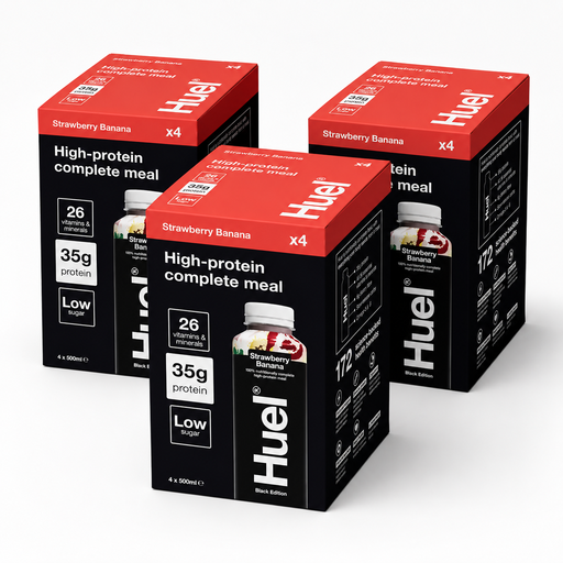 Huel Black Edition Ready to Drink Strawberry & Banana 4x500ml (3 Packs)