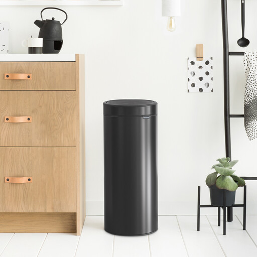 Brabantia Touch Bin New, 30L, Plastic Inner Bucket, Matt Black