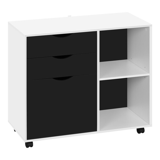 Woltu Mobile File Cabinet with 3 Drawers and 2 Open Shelves