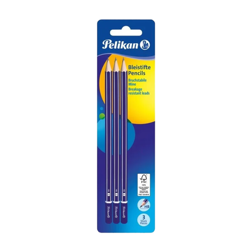 Pelikan HB Pencils, Hexagonal, 3 Pieces on Blister Card