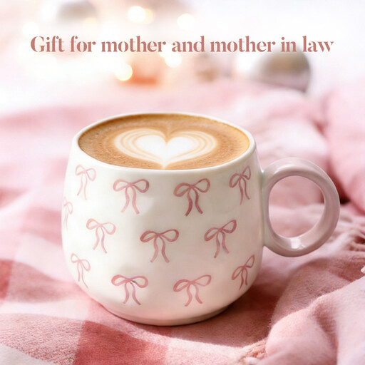 400ml Ceramic Mug with Pink Bow Pattern