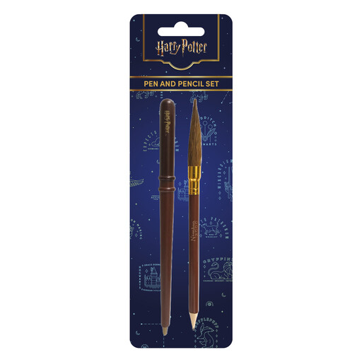 Harry Potter Wand and Broom Pen and Pencil Set