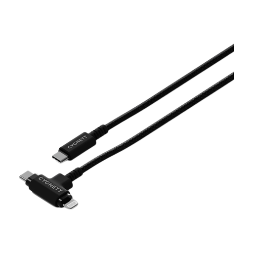 Cygnett 1m USB-C to USB-A Braided Cable – Right Angle – Black