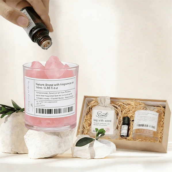 Zooly Crystal Diffuser Gift Set - White Peach Oolong (Pink Crystal