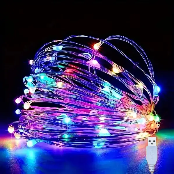 10m LED Kupferdraht Lichterkette Mit 100 LEDs, Warmweiß, IP65, Inkl. Stecker & Fernbedienung – Für Innen &