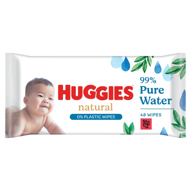 Huggies Natural Biodegradable 48 Baby Wipes