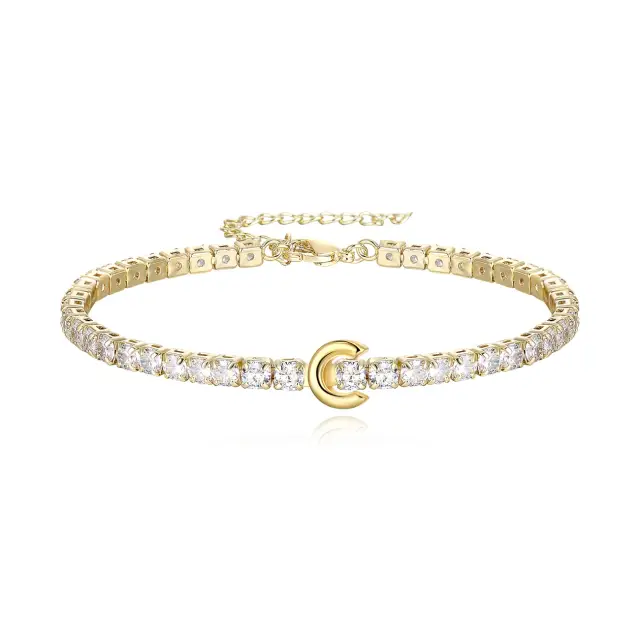 Ever Faith Tennis Bracelet Initial Cubic Zirconia Tennis Bracelets for Women Adjustable Size 6.7-8.7 Inch Gift for Women