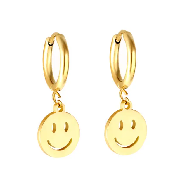 Smiley Face 18K Gold Plated 8mm Earrings