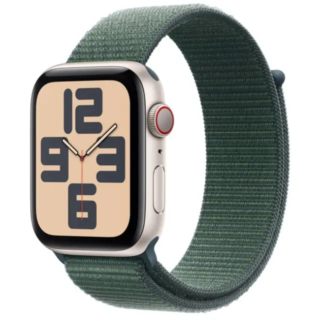 Apple Watch SE - 44mm Starlight Aluminium Case with Lake Green Sport Band