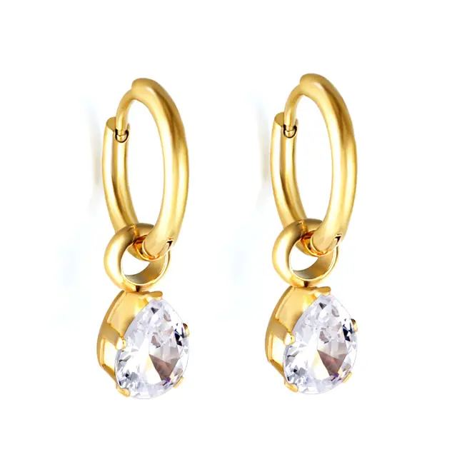 Pear Shaped Diamonte Drop 18K Gold Plated Earrings